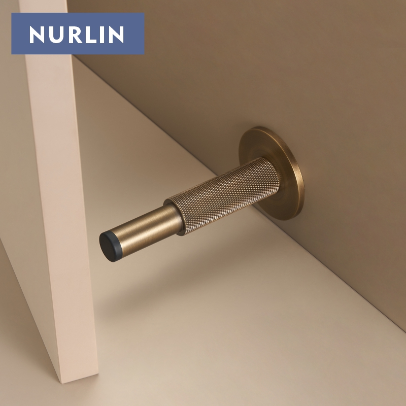 Door Stopper Heavy - Ogranicznik do drzwi Nurlin Brass, radełkowany,