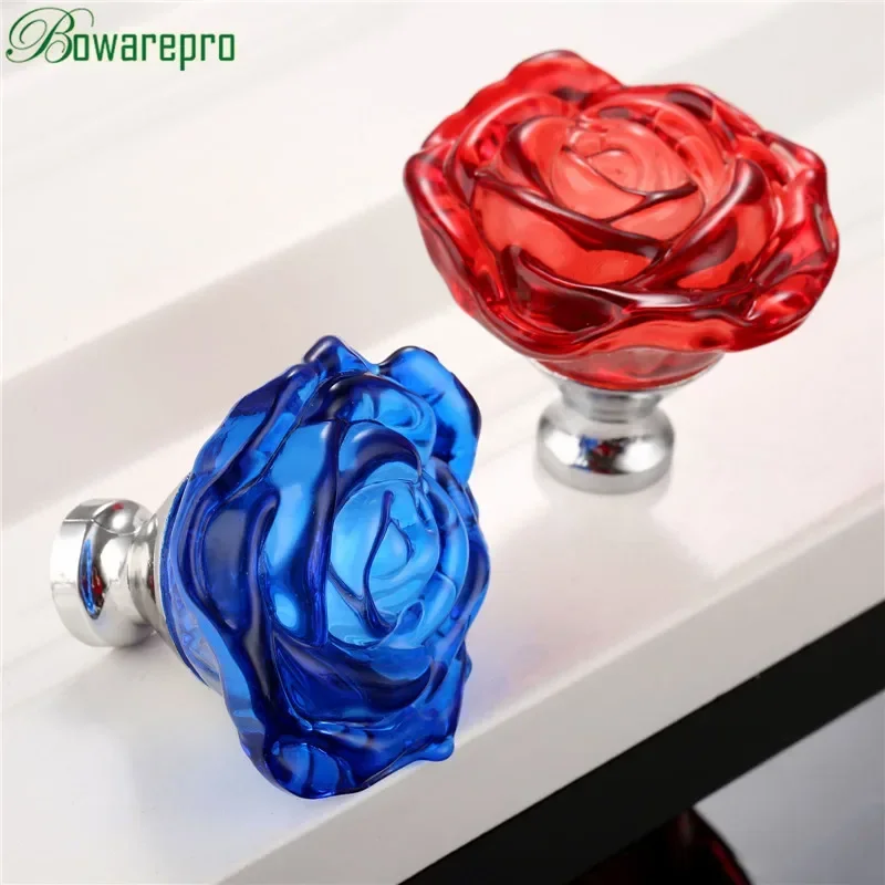 Furniture Hardware Tools - Bowarepro 50MM kryształowa róża szklany uchwyt