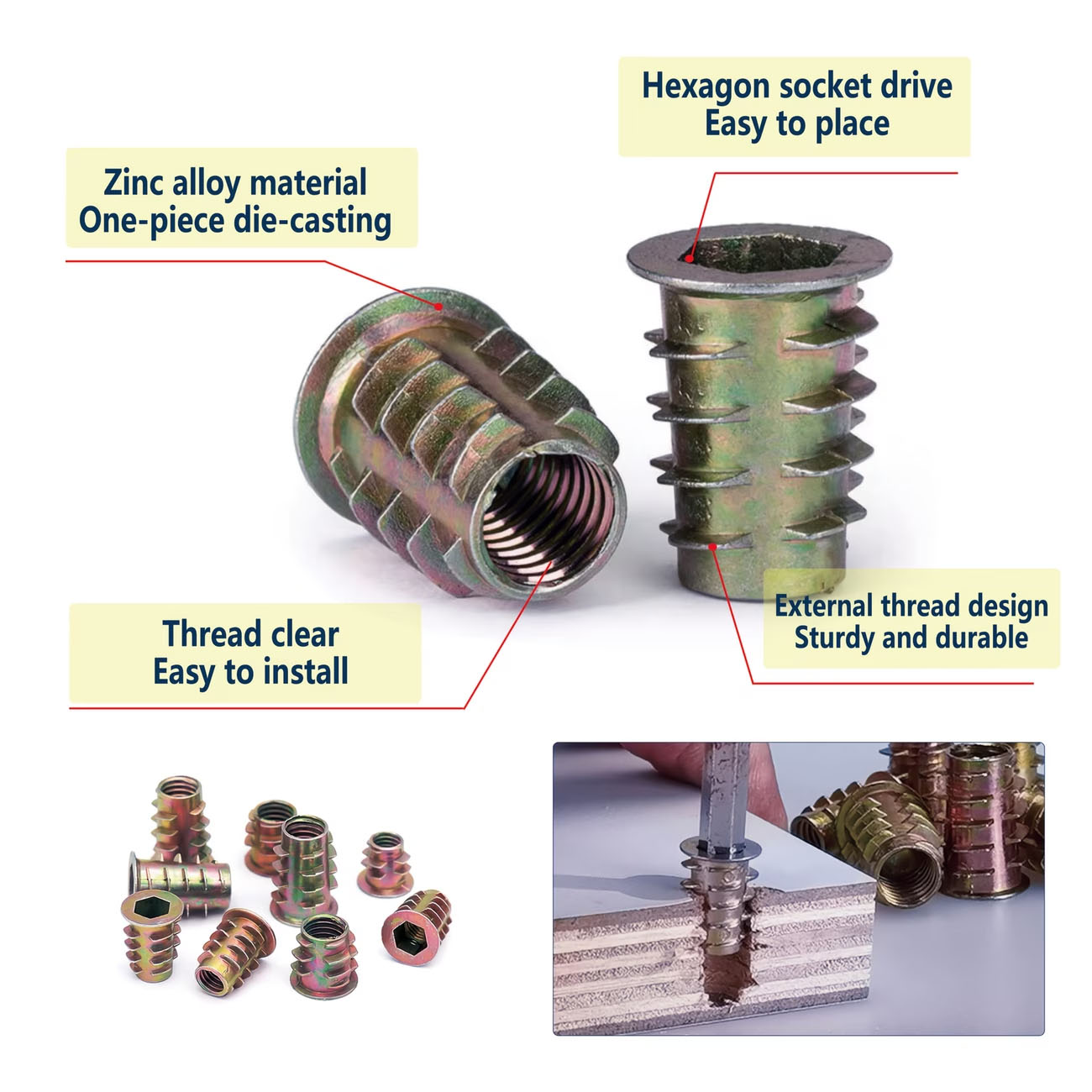 Zestaw 70 szt. gwintowanych wk – Furniture Hardware Threaded Inserts recenzja i cena
